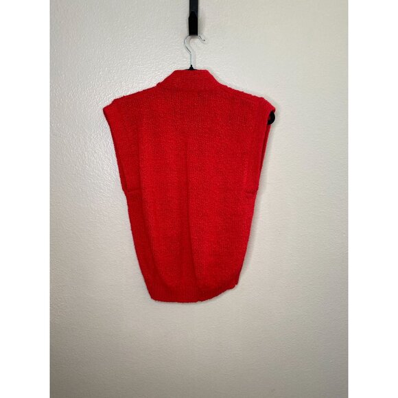 Vintage OHI Womens Red Cable Knit Cardigan Sweater Vest Size S Acrylic 1990s - Picture 5 of 6